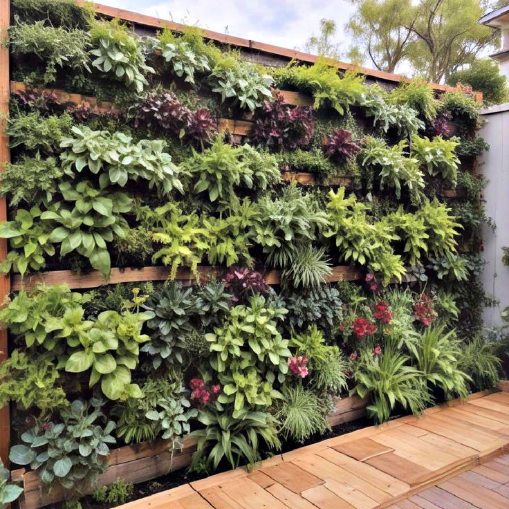 Outdoor vertical garden on a modern building facade