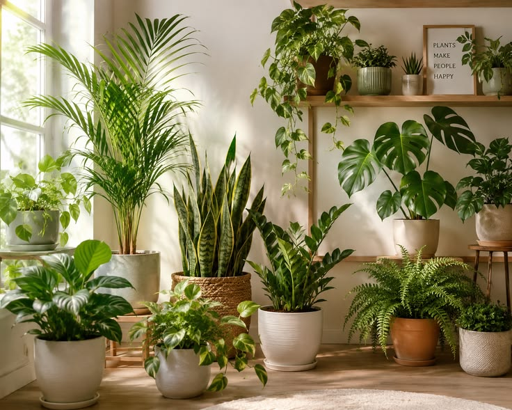 Indoor plantscaping in a modern corporate lobby