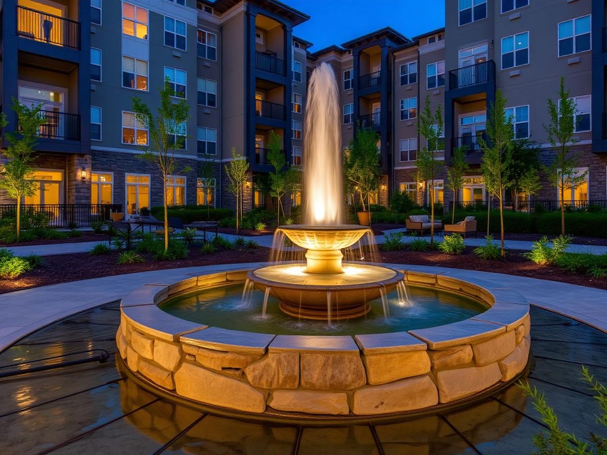 Villa garden with water feature